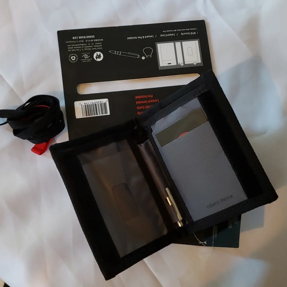 Grand Trunk RFID Men's Wallet Card Holder Slim Travel Grey & Black NWT